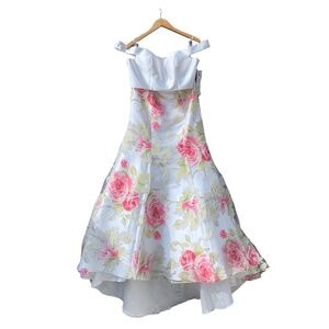 Nox Anabel Floral White Pink XL White Two Piece Prom Flare Dress Coquette Style